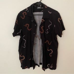 Straight To Hell Snake Print Button Down
